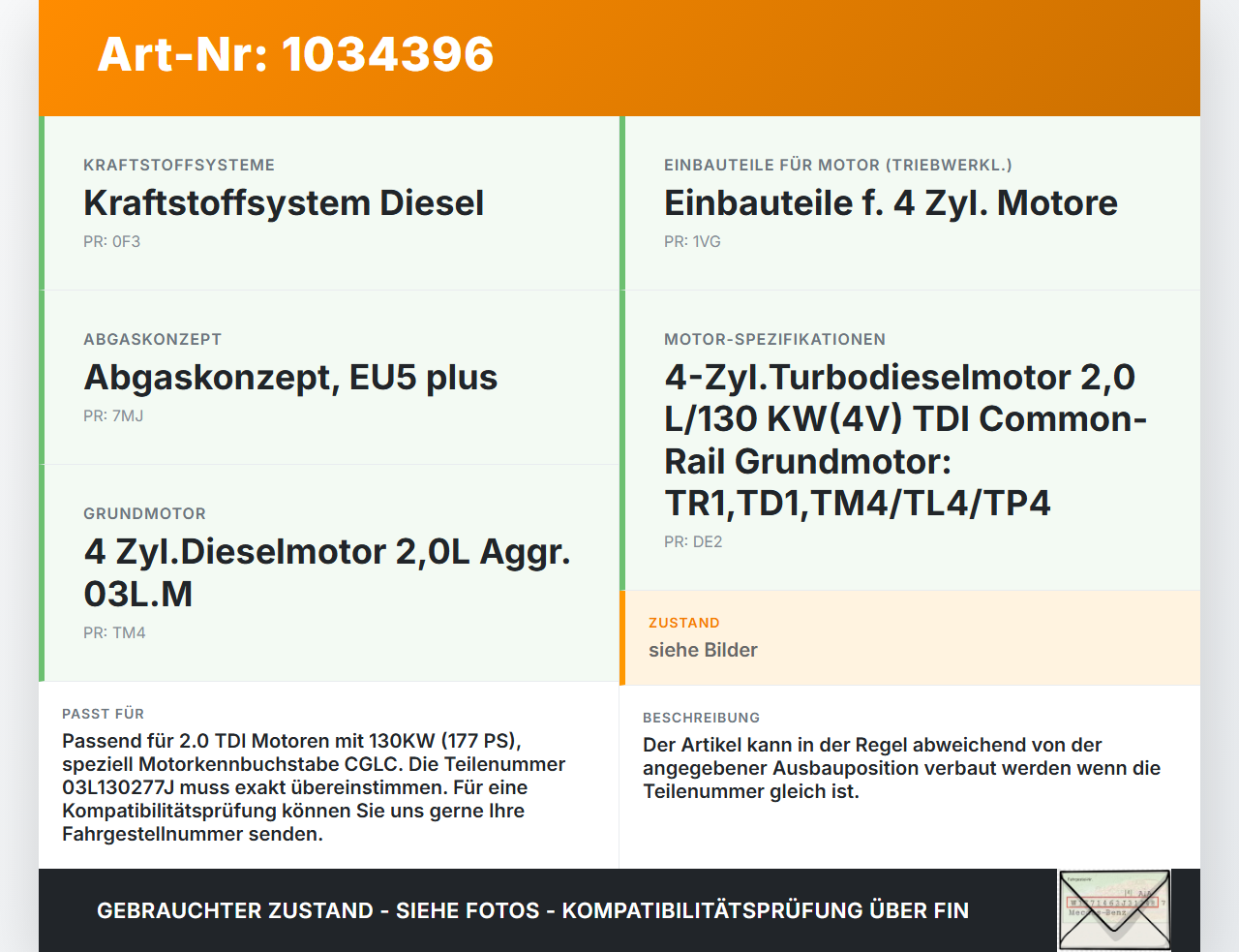 Audi A6 4G 11-14 TDI 2,0 130KW Injektor Einspritzdüse Zyl.1 Orig. Bosch Audi A6 4G 11-14 02.07.2013 03L130277J... Vorschau 3