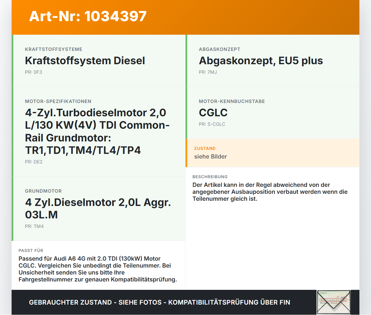 Audi A6 4G 11-14 TDI 2,0 130KW Injektor Einspritzdüse Zyl.3 Orig. Bosch Audi A6 4G 11-14 02.07.2013 03L130277J... Vorschau 3