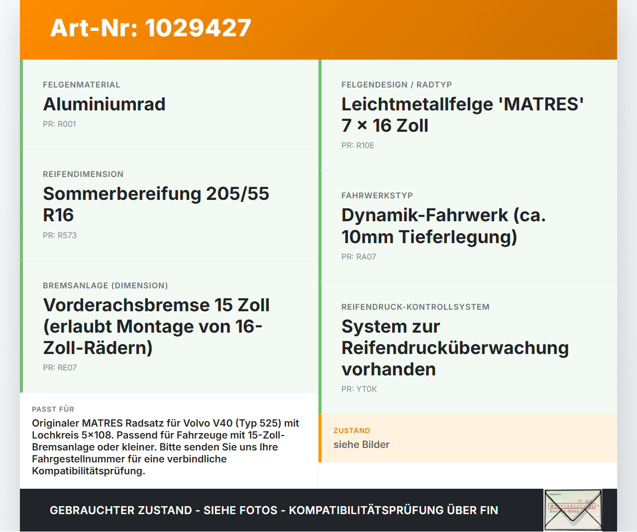 Volvo V40 525 12-16 D2 1,6 84KW 4x Kompletträder Alufelgen Sommerreifen pointS 205/55R16 Volvo V40 525 12-16... Vorschau 3
