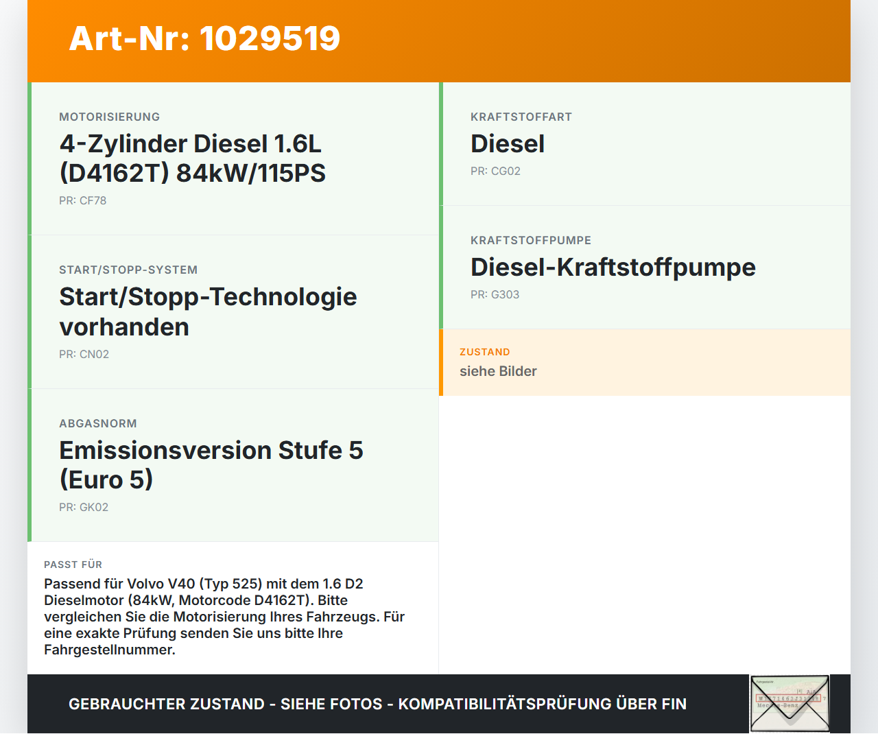 Volvo V40 525 12-16 D2 1,6 84KW Rücklauf Leitung Kraftstoffleitung Rücklaufleitung Volvo V40 525 12-16 01.01.2013... Vorschau 3