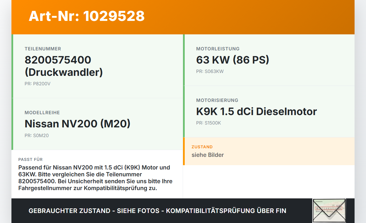 Nissan NV200 09-21 dCi 1,5 63KW Magnetventil Druckwandler Nissan NV200 09-21 01.08.2010 8200575400 EV-521 gebraucht Vorschau 3