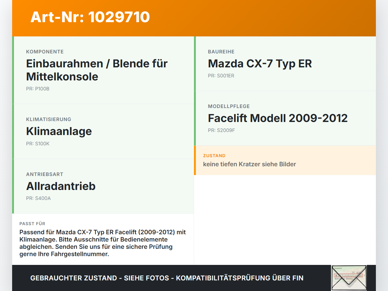Mazda CX-7 CX7 ER 09-12 Blende Einbaurahmen für Mittelkonsole Mazda CX-7 CX7 ER 09-12 20.12.2010 gebraucht Vorschau 3