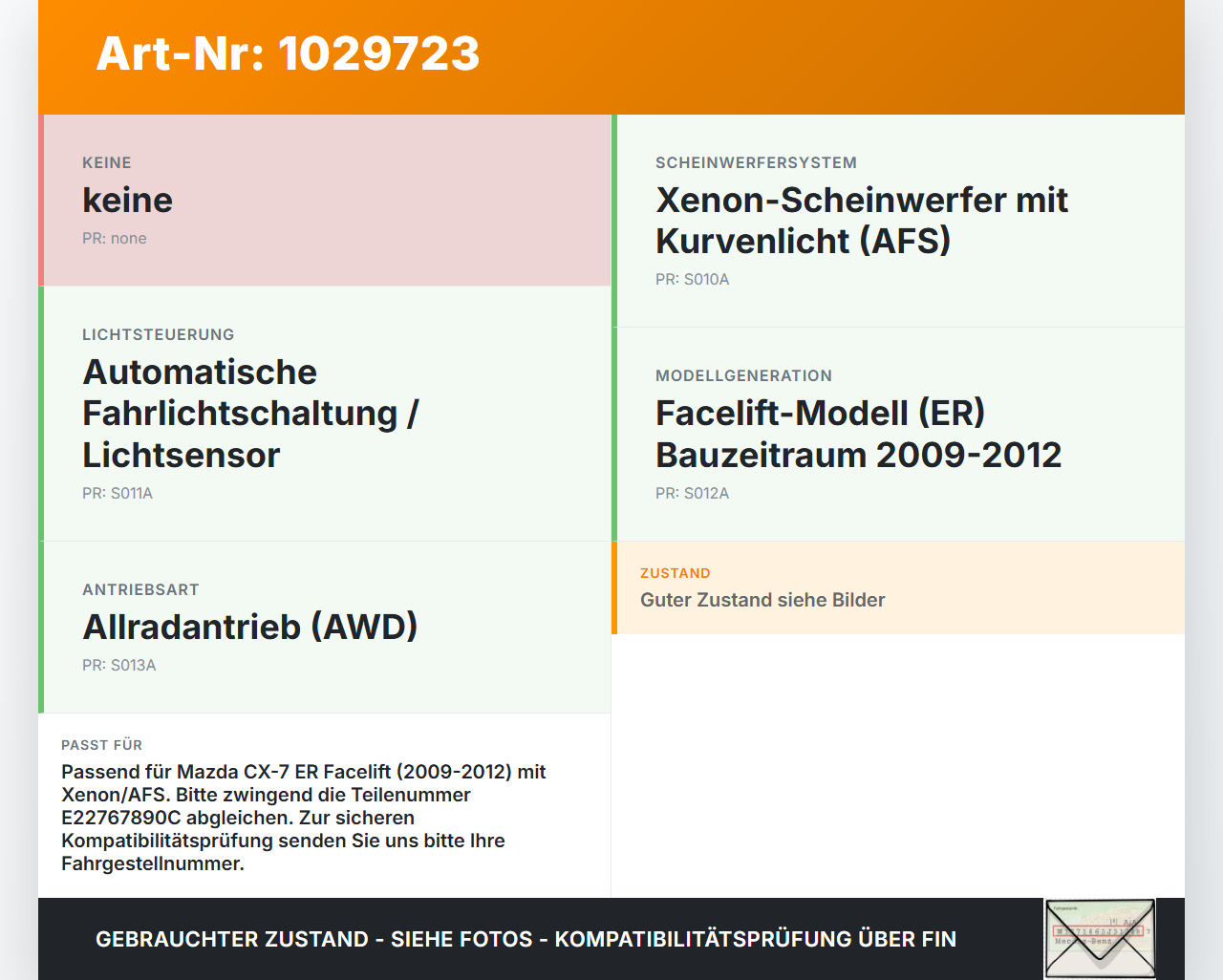 Mazda CX-7 CX7 ER 09-12 Steuergerät ECU Licht Kontrolle Lichtmodul Mazda CX-7 CX7 ER 09-12 20.12.2010 E22767890C... Vorschau 3