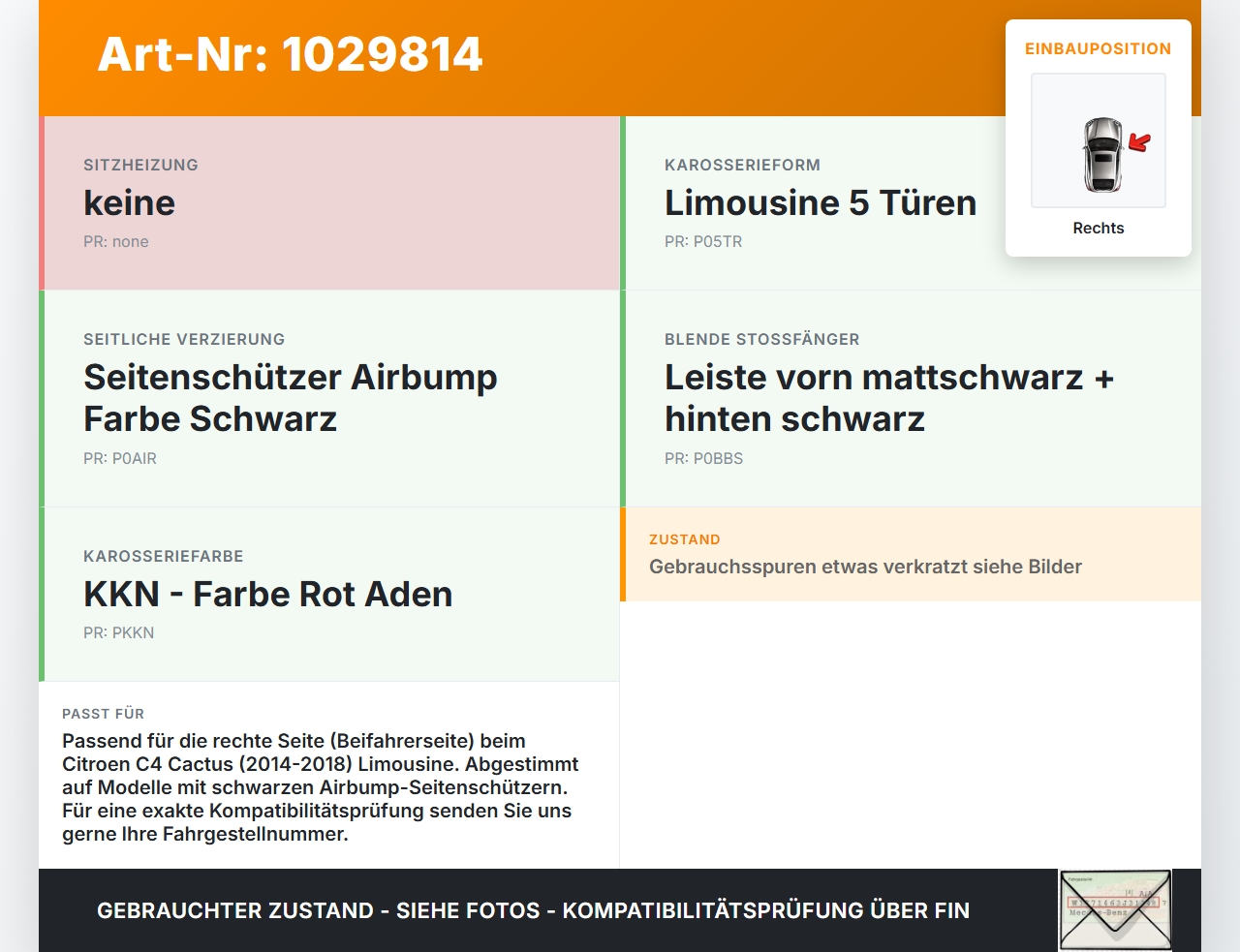 Citroen C4 Cactus 14-18 Verkleidung für Schweller Seitenschweller Rechts Citroen C4 Cactus 14-18 01.01.2015 gebraucht Vorschau 3