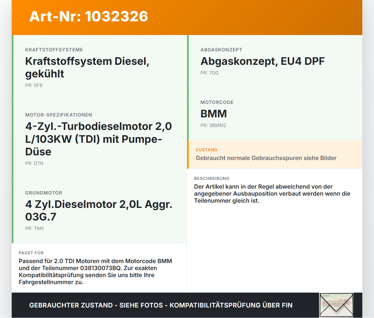 Audi A3 8P 04-08 TDI 2,0 103KW Injektor Einspritzdüse Pumpedüse Pos.A Audi A3 8P 04-08 12.10.2007 038130073BQ gebraucht Vorschau 3