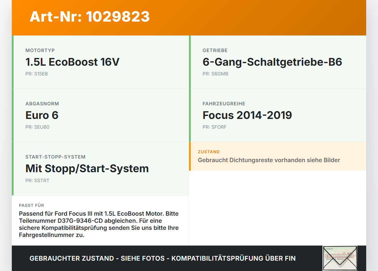 Ford Focus III 14-18 1,5 Platte für Motor Stirnplatte Gehäuse Motorblock Ford Focus III 14-18 07.09.2016... Vorschau 3