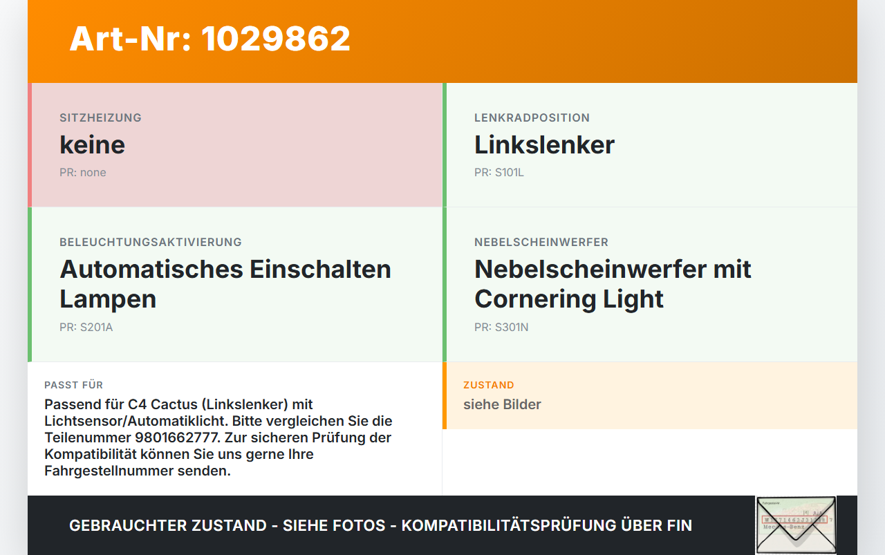 Citroen C4 Cactus 14-18 LWR Schalter Leuchtweitenregler Citroen C4 Cactus 14-18 01.01.2015 9801662777 gebraucht Vorschau 3