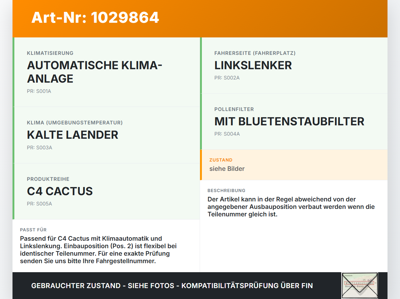 Citroen C4 Cactus 14-18 Luftklappenstellmotor Stellmotor Pos.2 Citroen C4 Cactus 14-18 01.01.2015 CX046001... Vorschau 3