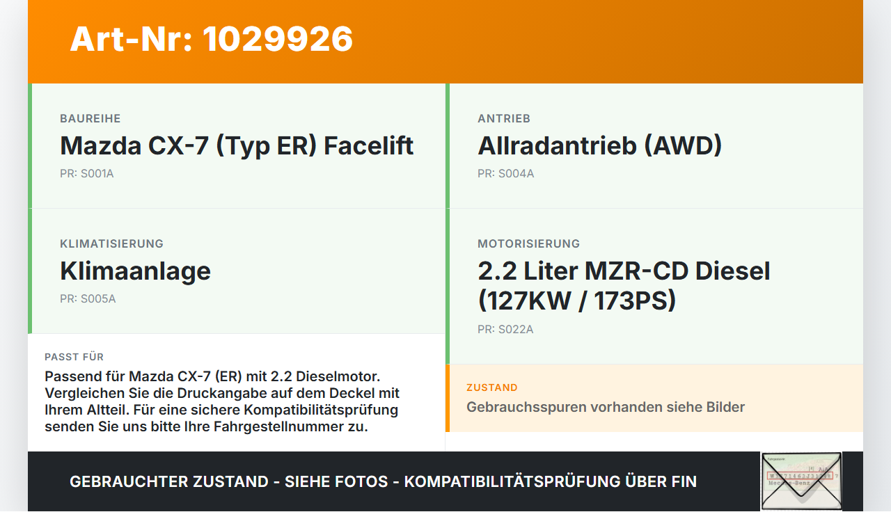 Mazda CX-7 CX7 ER 09-12 2,2d 127KW Schraubverschluss für Ausgleichsbehälter Mazda CX-7 CX7 ER 09-12 20.12.2010 gebraucht Vorschau 3