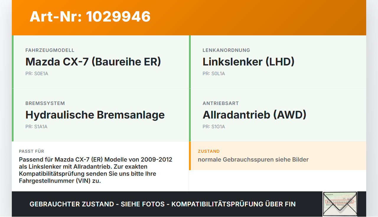 Mazda CX-7 CX7 ER 09-12 Hauptbremszylinder Bremszylinder Mazda CX-7 CX7 ER 09-12 20.12.2010 gebraucht Vorschau 3