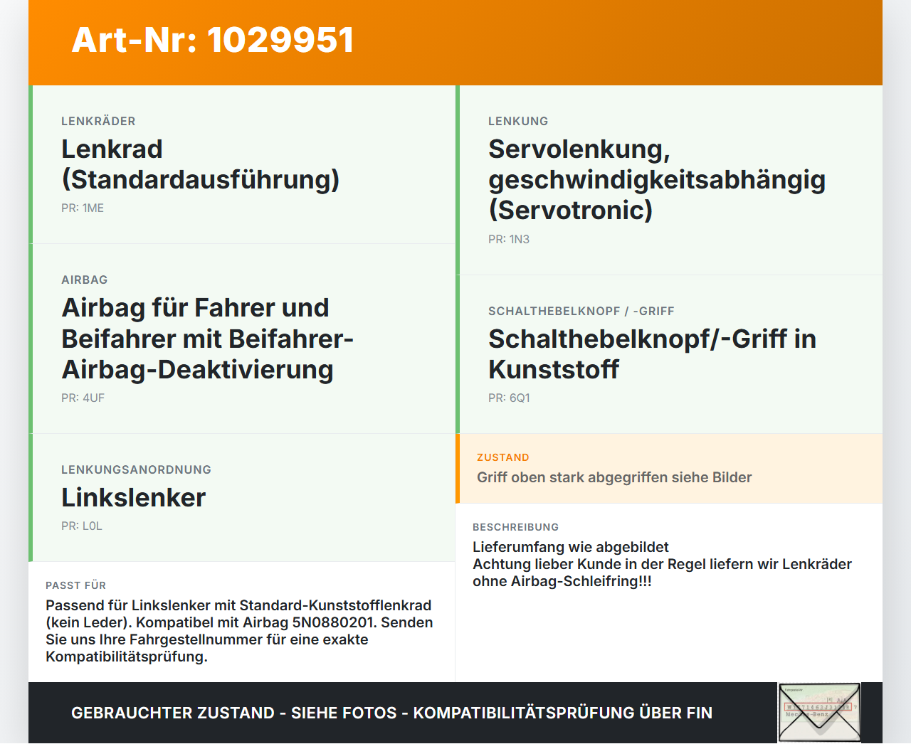VW Touran 1T 03-06 Lenkrad ohne Airbag VW Touran 1T 03-06 16.04.2009 1T0419091L 608798500A 5N0880201 gebraucht Vorschau 3