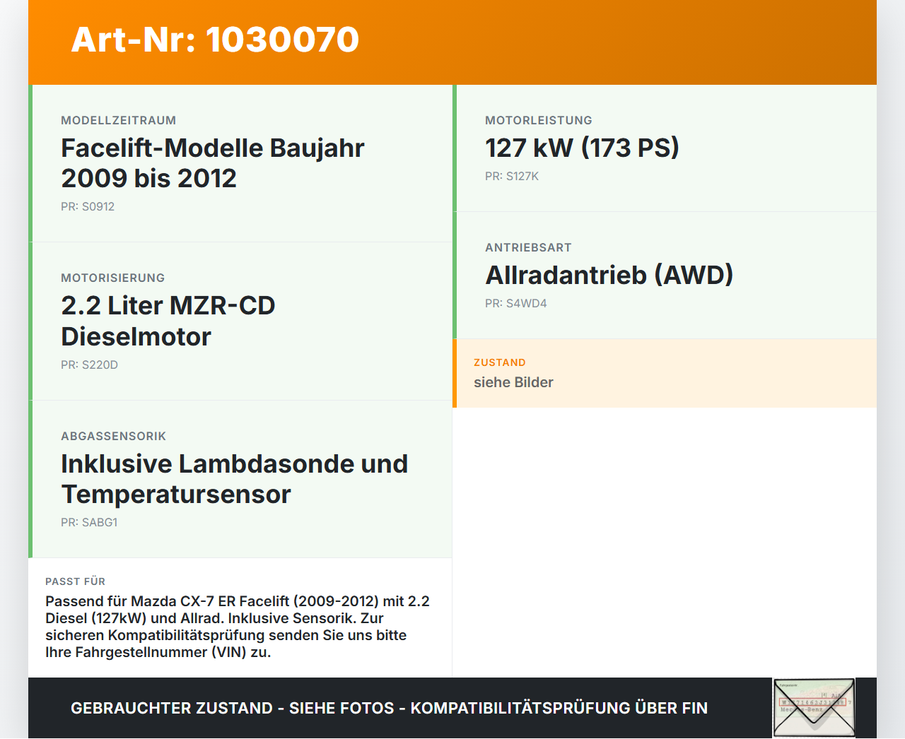 Mazda CX-7 CX7 ER 09-12 2,2d 127KW Abgasleitung AGR Rohr Leitung mit Lambdasonde und Temperatursensor Mazda CX-7... Vorschau 3
