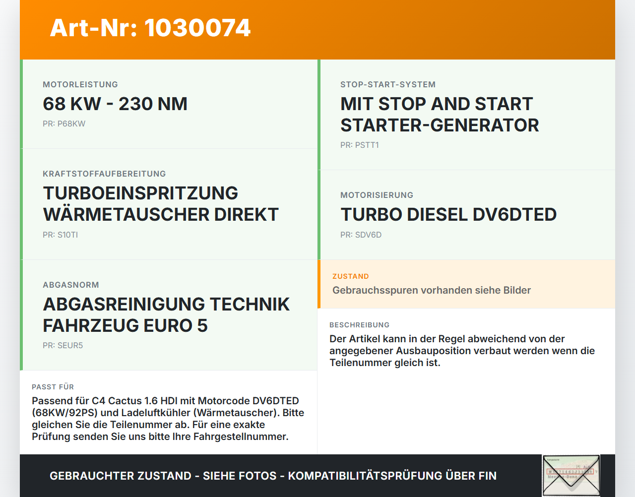 Citroen C4 Cactus 14-18 HDI 1,6 68KW Ansaugrohr Ladeluftschlauch Luftschlauch Pos.1 Citroen C4 Cactus 14-18... Vorschau 3