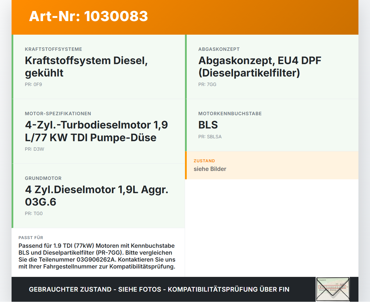 VW Touran 1T 03-06 TDI 1,9 77KW Lambdasonde VW Touran 1T 03-06 16.04.2009 03G906262A 0281004042 0281004043 gebraucht Vorschau 3