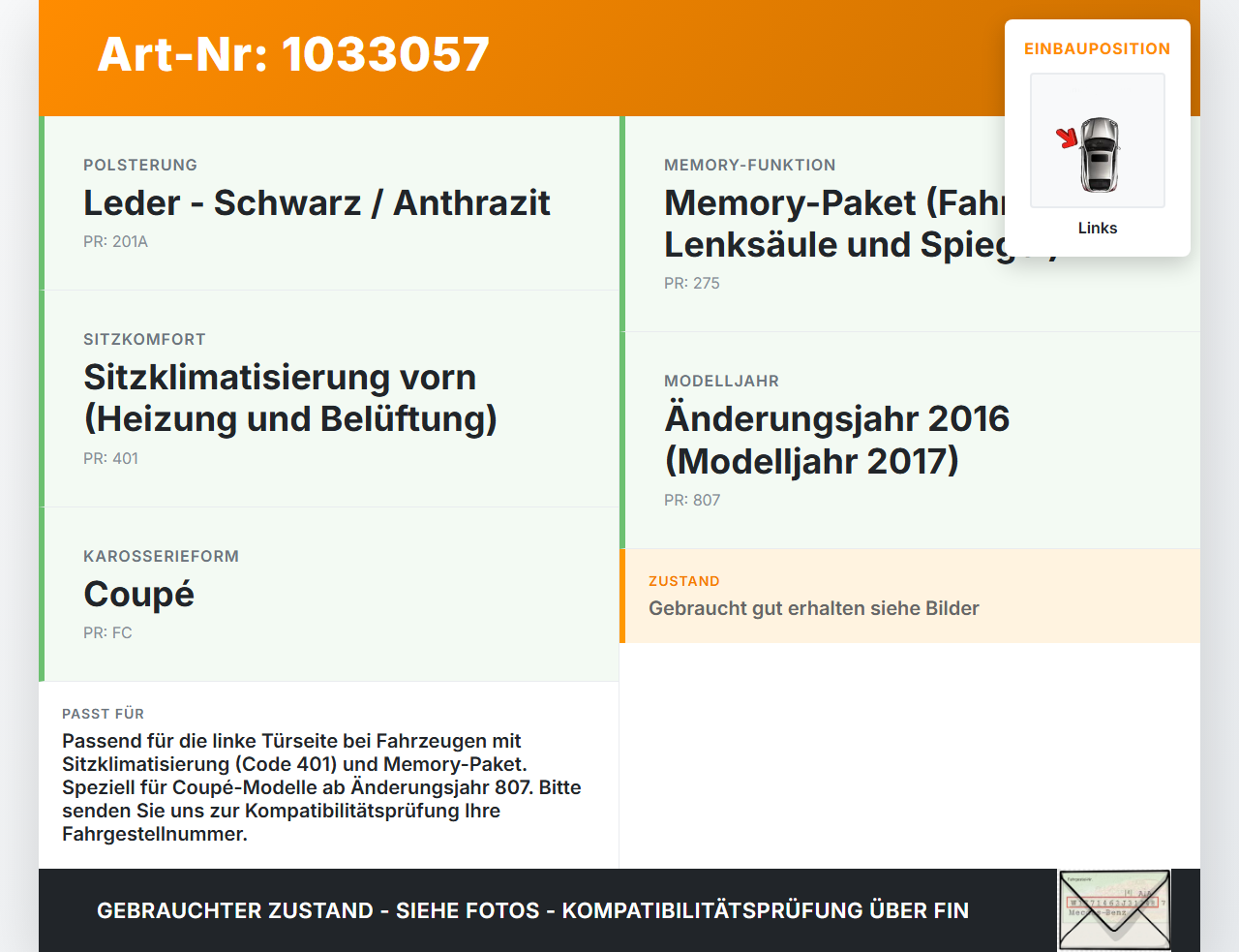 Mercedes C205 C400 15-18 Schalter Regler für Sitzheizung Links Mercedes C205 C400 15-18 04.05.2017 A2139057402 gebraucht Vorschau 3