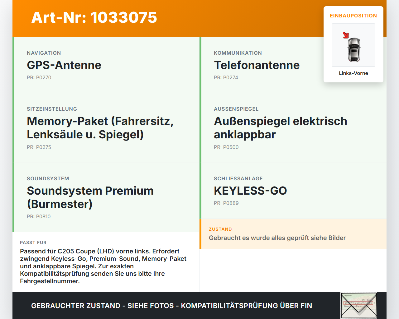 Mercedes C205 C400 15-18 Coupe Kabelbaum Tür und Fensterheber Links Vorne Mercedes C205 C400 15-18 04.05.2017... Vorschau 3