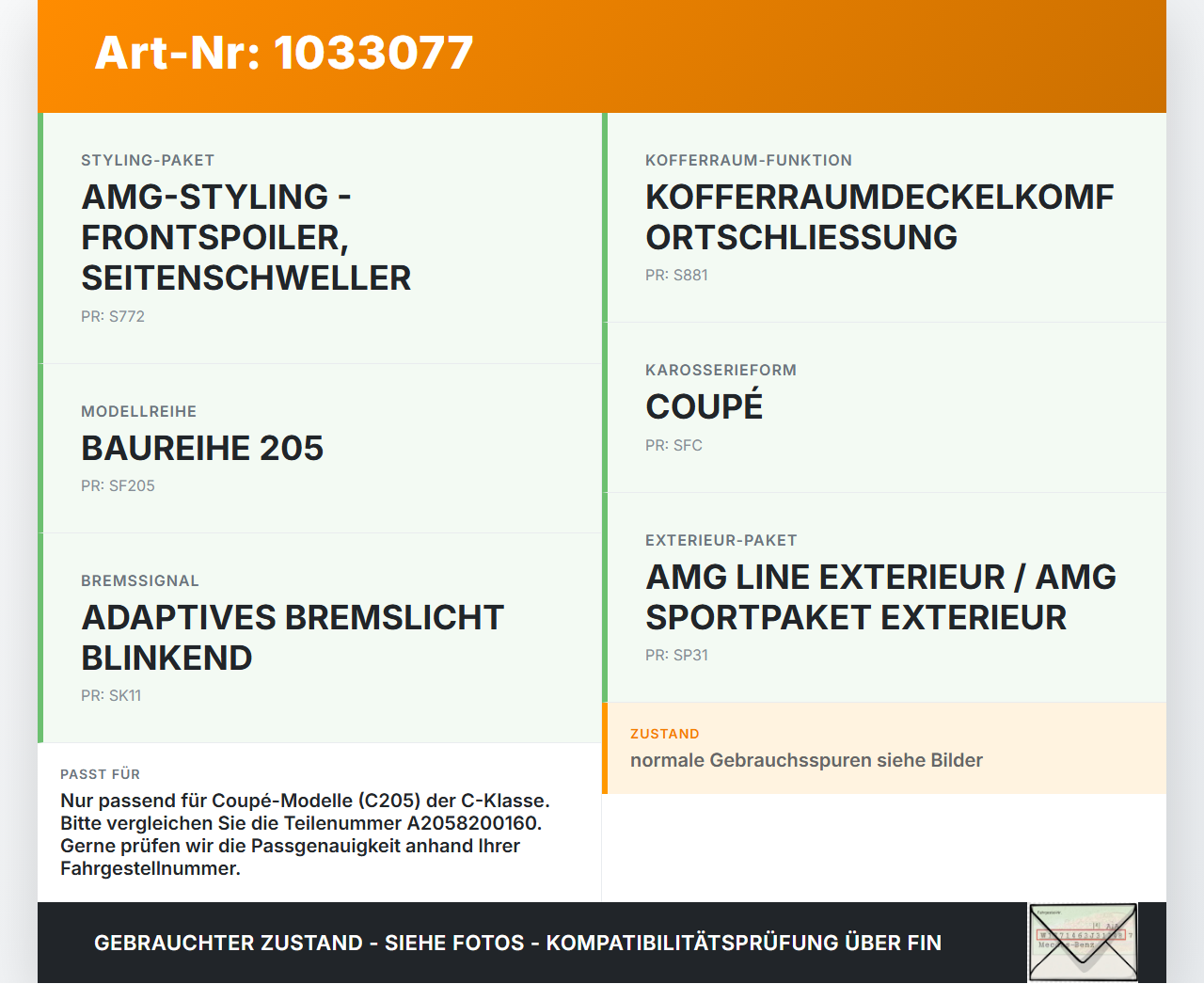 Mercedes C205 C400 15-18 Coupe Bremslicht 3te Bremsleuchte für Klappe Mercedes C205 C400 15-18 04.05.2017... Vorschau 3