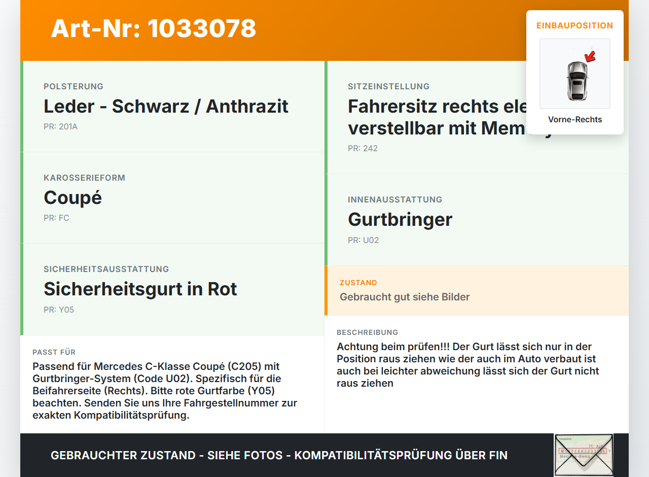 Mercedes C205 C400 15-18 Coupe Gurtbringer Gurtgeber Vorne Rechts Mercedes C205 C400 15-18 04.05.2017 A2058600282... Vorschau 3