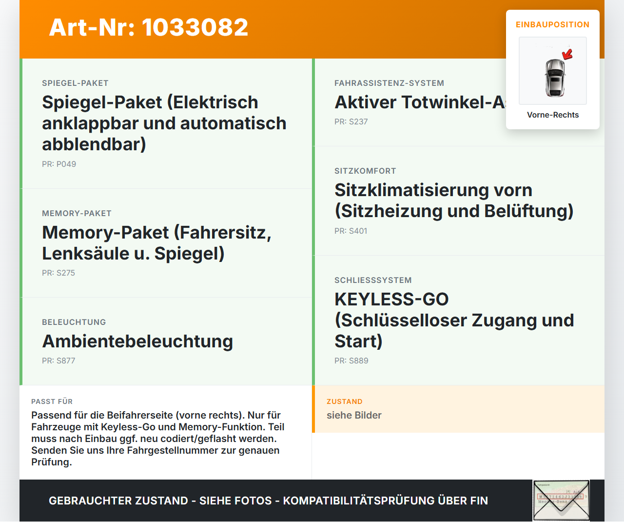 Mercedes C205 C400 15-18 Steuergerät Tür Vorne Rechts Mercedes C205 C400 15-18 04.05.2017 A2229000013 gebraucht Vorschau 3