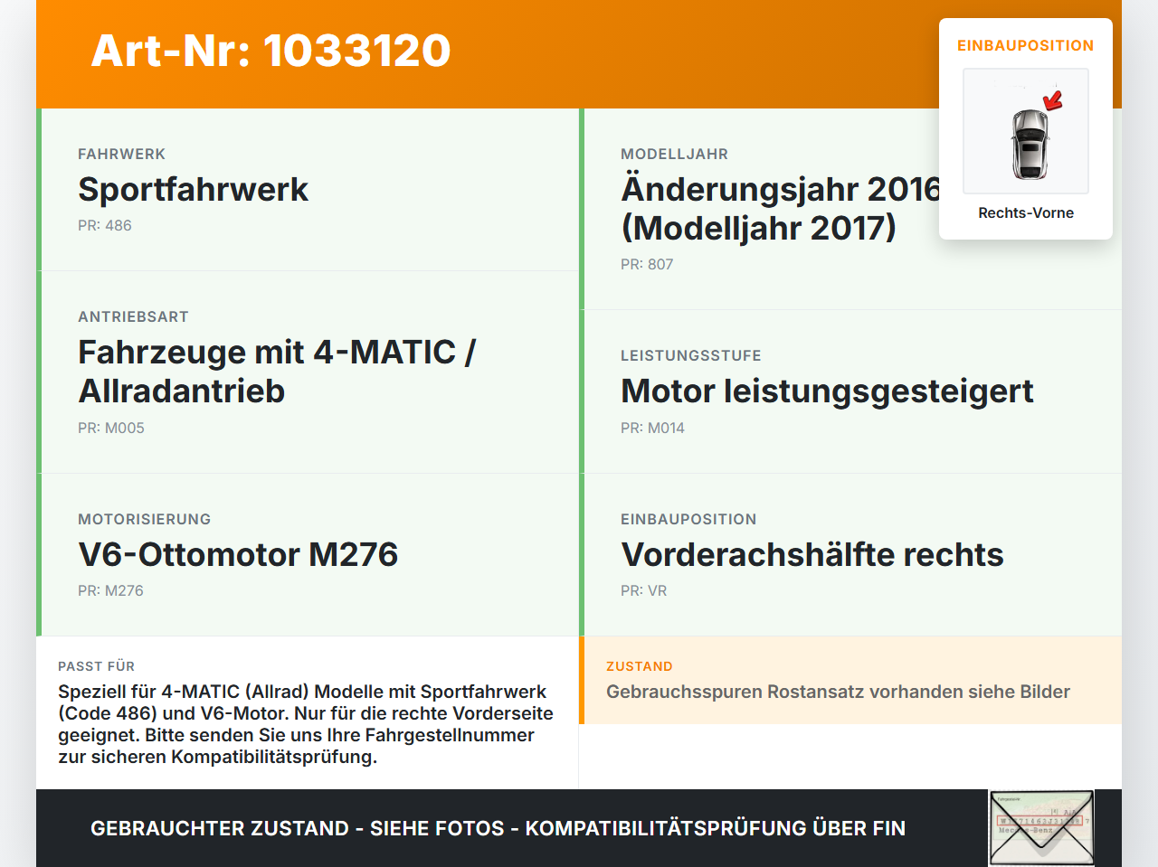 Mercedes C205 C400 15-18 3,0 245KW Achsschenkel Radnabe Rechts Vorne Mercedes C205 C400 15-18 04.05.2017... Vorschau 3