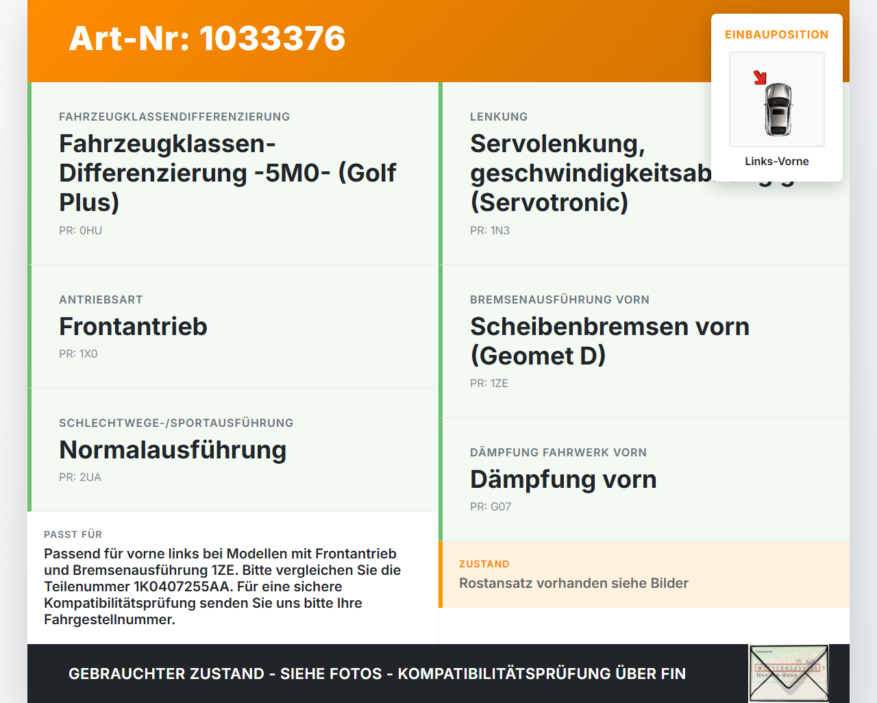 VW Golf Plus 5M 08-14 TSI 1,4 90KW Achsschenkel Radnabe mit ABS Links Vorne VW Golf Plus 5M 08-14 24.07.2009... Vorschau 3