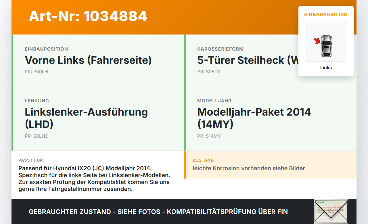 Hyundai IX20 JC 10-15 Scharnier für Motorhaube Motorhaubenscharnier Links Hyundai IX20 JC 10-15 21.02.2014... Vorschau 3