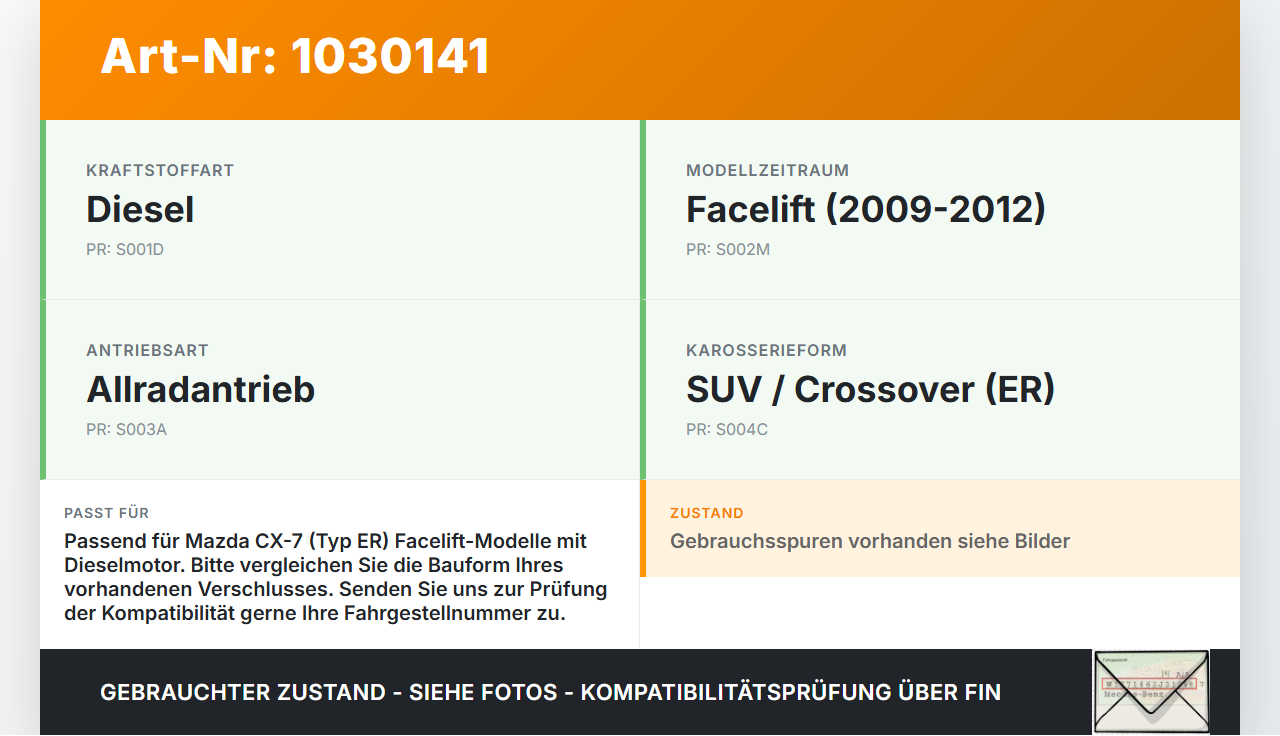 Mazda CX-7 CX7 ER 09-12 Tankdeckel Verschluss Tankverschluss Mazda CX-7 CX7 ER 09-12 20.12.2010 gebraucht Vorschau 3