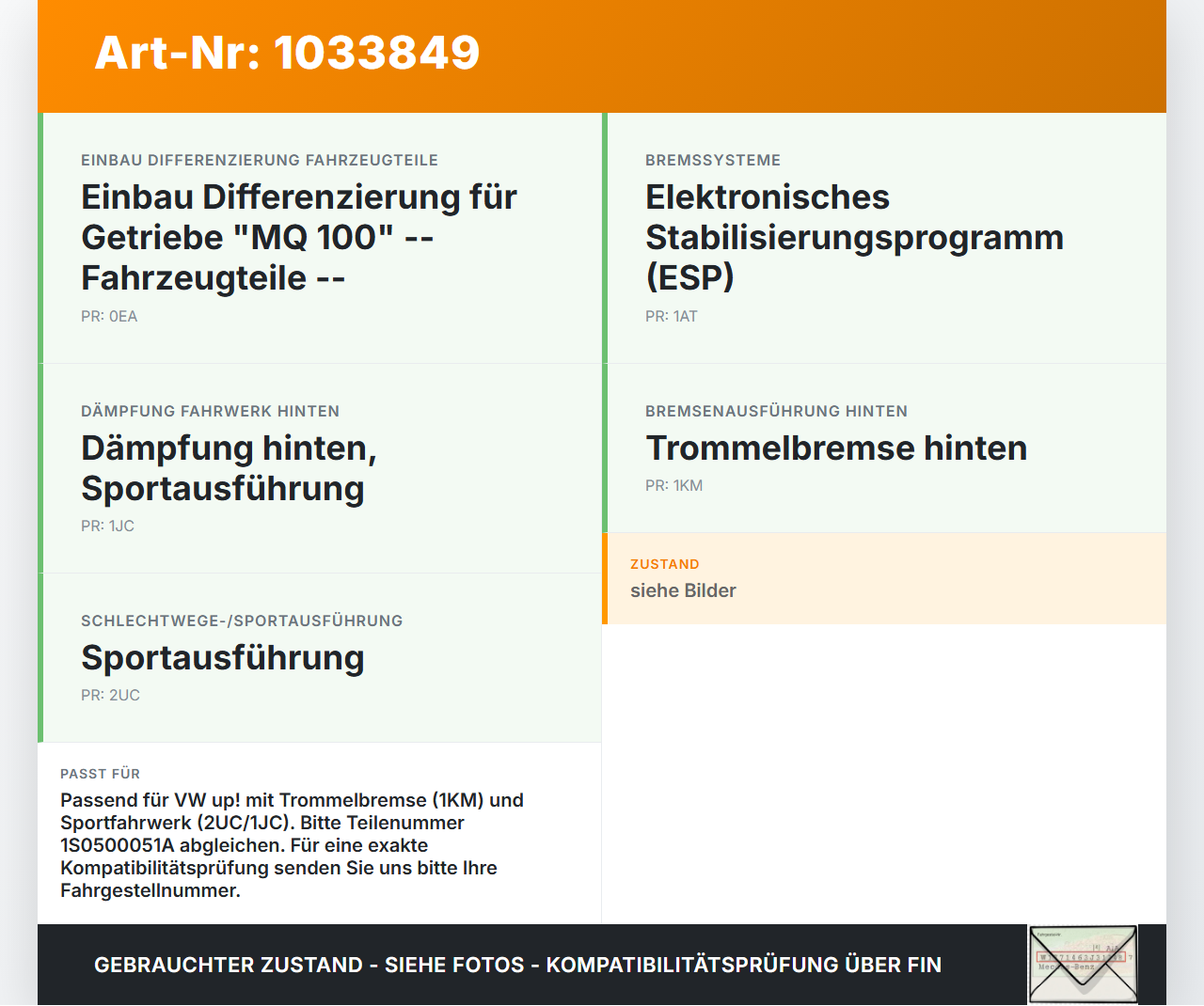 VW UP AA 15-23 Hinterachse Achse m. Trommelbremse VW UP AA 15-23 15.08.2014 1S0500051A gebraucht Vorschau 3
