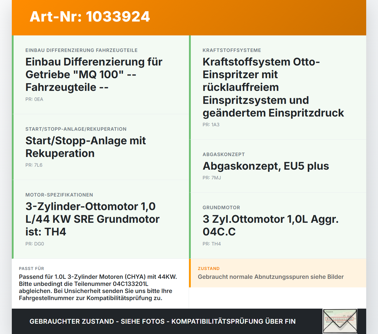 VW UP AA 15-23 1,0 44KW CHYA Ansaugbrücke Ansaugkrümmer VW UP AA 15-23 15.08.2014 04C133201L gebraucht Vorschau 3