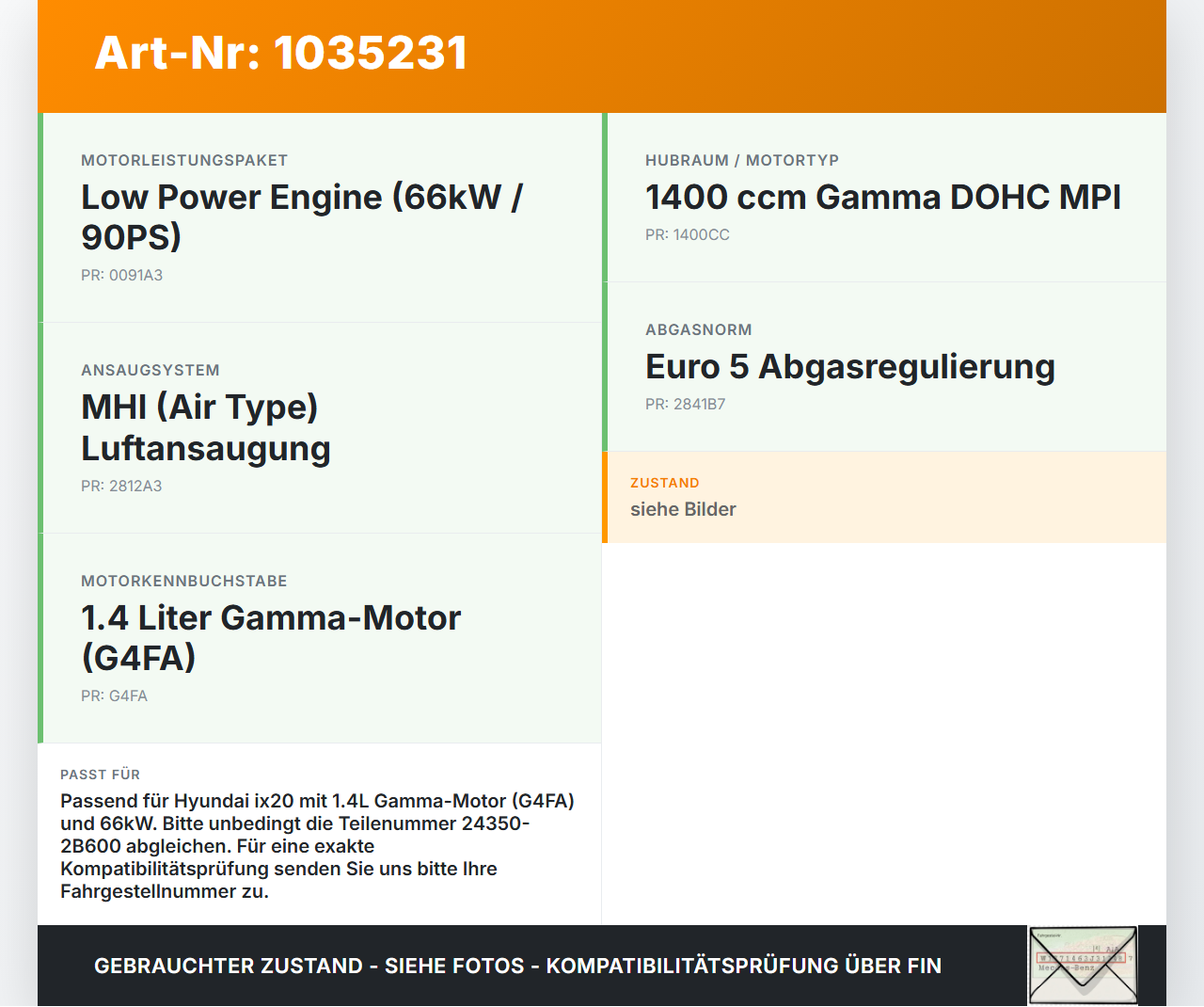 Hyundai IX20 JC 10-15 1,4 66KW G4FA Nockenwellenverstellung Verstellung für Nockenwelle Einlass Hyundai IX20 JC... Vorschau 3