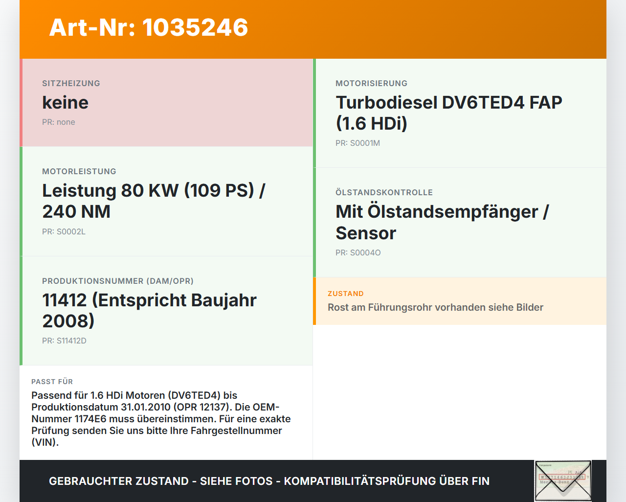 Peugeot 308 I T7 07-11 1,6 80KW DV6TED4 Ölmessstab Öl Stab Peugeot 308 I T7 07-11 30.09.2008 1174E6 gebraucht Vorschau 3