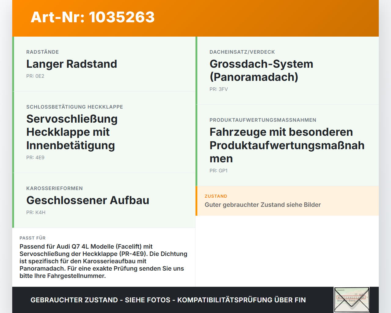 Audi Q7 4L 09-15 Dichtung Rahmen für Heckklappe Kofferraum Audi Q7 4L 09-15 22.10.2012 4L0827705J gebraucht Vorschau 3