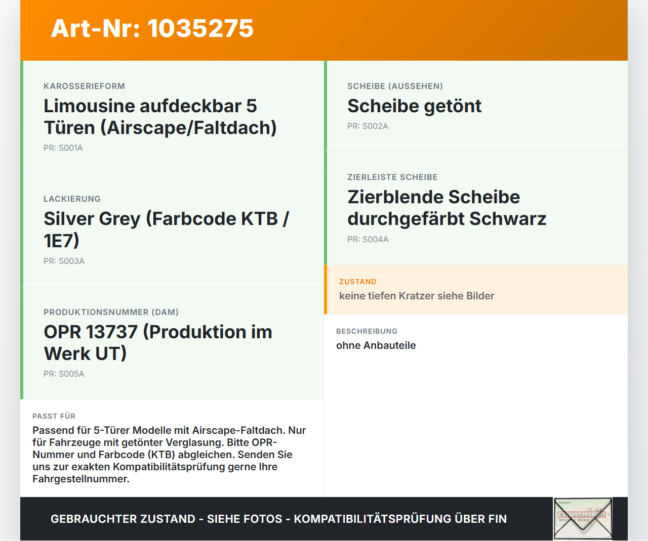 Citroen C1 II 14-18 Kofferraumdeckel Heckklappe Heckscheibe Heckklappenscheibe 1E7 Citroen C1 II 14-18 01.01.2018... Vorschau 3