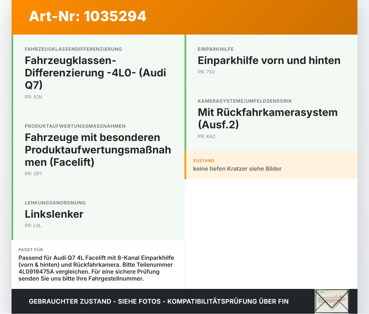 Audi Q7 4L 09-15 Steuergerät PDC Parkhilfe Einparkhilfe 8K Audi Q7 4L 09-15 22.10.2012 4L0919475A 4H0919475C 304606... Vorschau 3