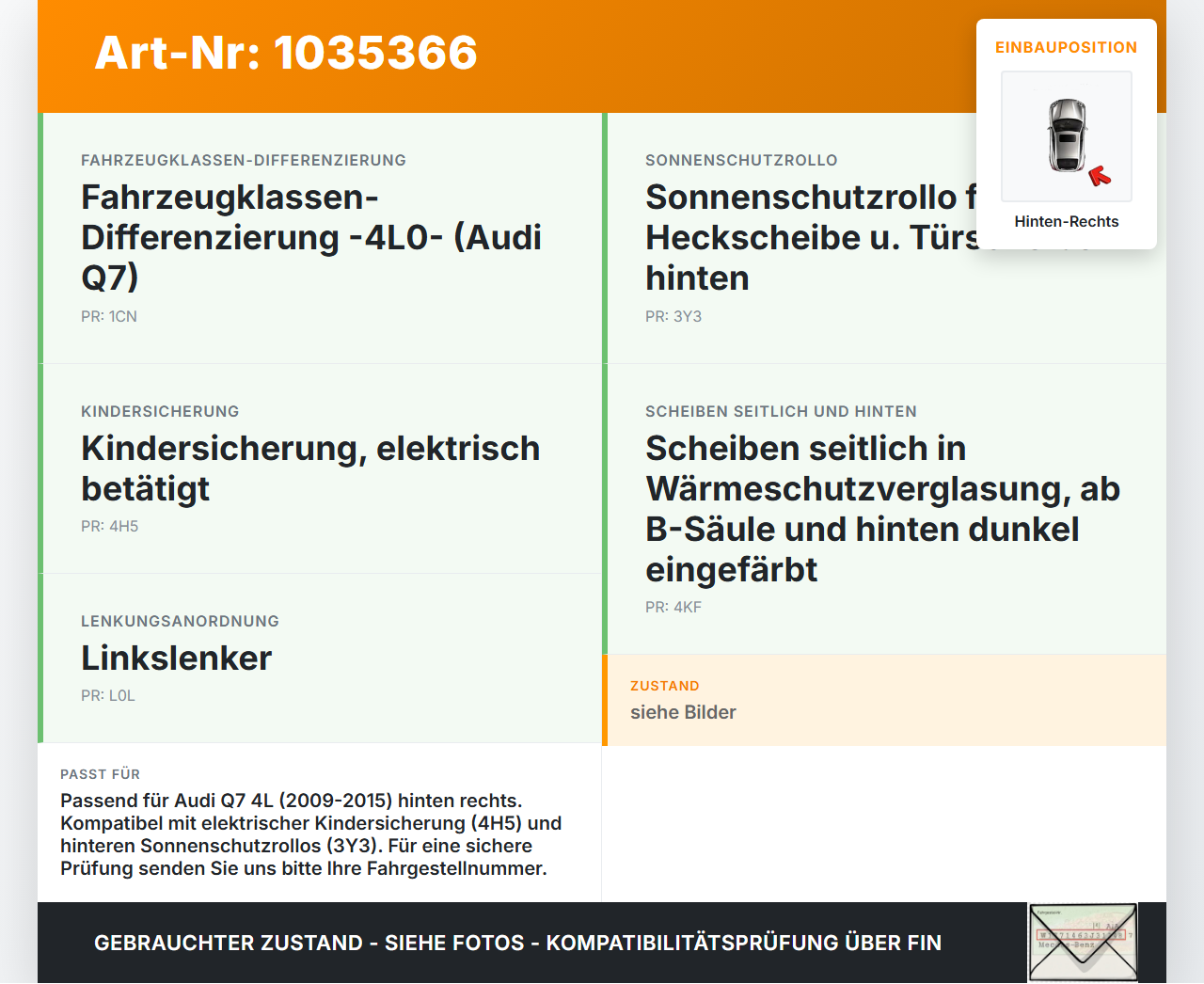 Audi Q7 4L 09-15 Fensterheber o. FH-Motor Hinten Rechts Audi Q7 4L 09-15 22.10.2012 4L0839462A 4L0839462D... Vorschau 3