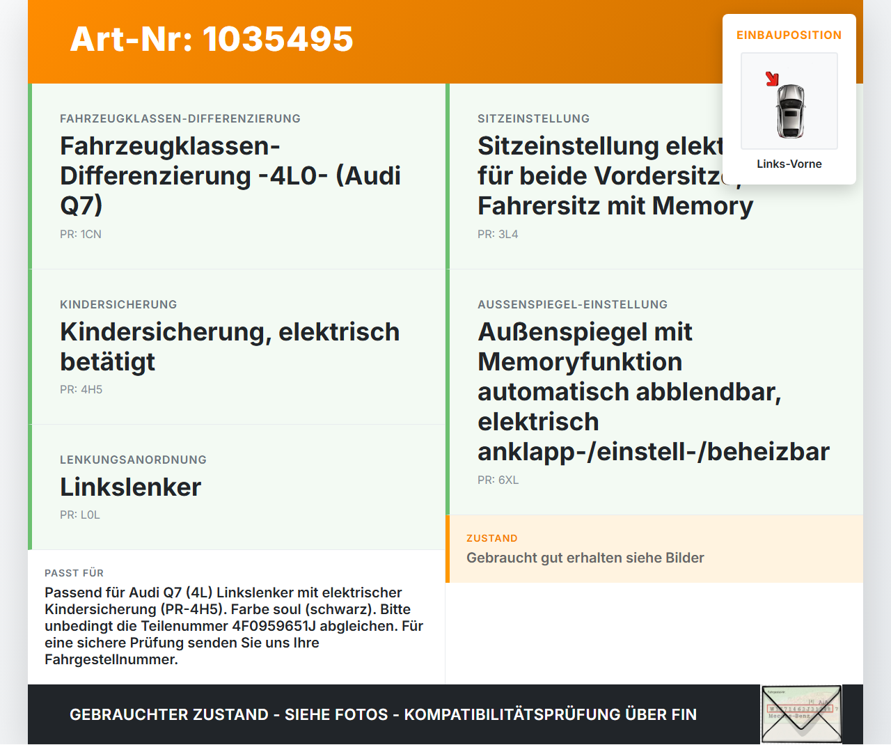 Audi Q7 4L 09-15 Fensterheberschalter Schalter Links Vorne Audi Q7 4L 09-15 22.10.2012 4F0959851J 4F0959651J gebraucht Vorschau 3