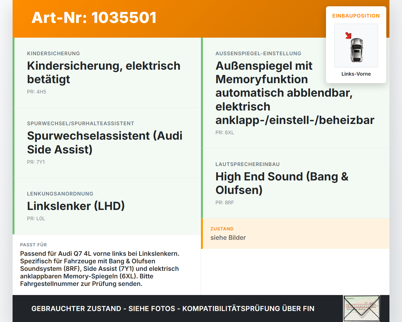 Audi Q7 4L 09-15 Kabelbaum Tür und Fensterheber Links Vorne Audi Q7 4L 09-15 22.10.2012 4L0971029CC gebraucht Vorschau 3