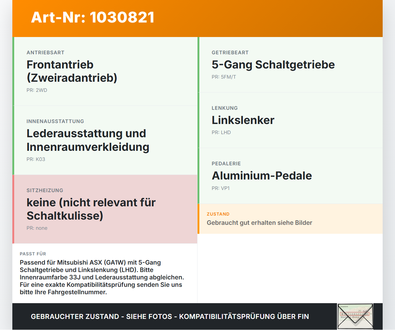 Mitsubishi ASX GAW 16-19 1,6 86KW Schaltkulisse Schalthebel Mitsubishi ASX GAW 16-19 15.09.2017 gebraucht Vorschau 3