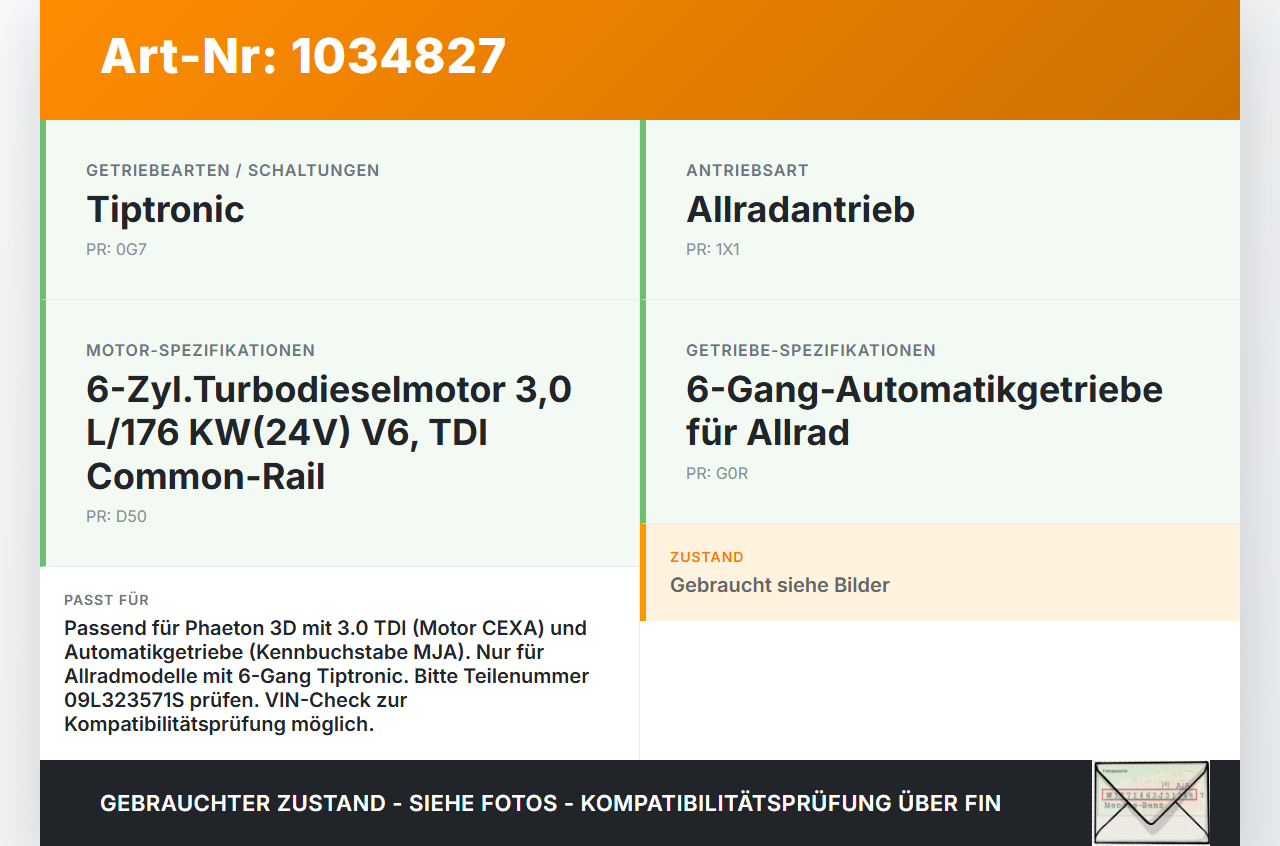 VW Phaeton 3D 10-16 TDI 3,0 176KW Autom Wandler Drehmomentwandler für Getriebe VW Phaeton 3D 10-16 15.12.2011... Vorschau 3