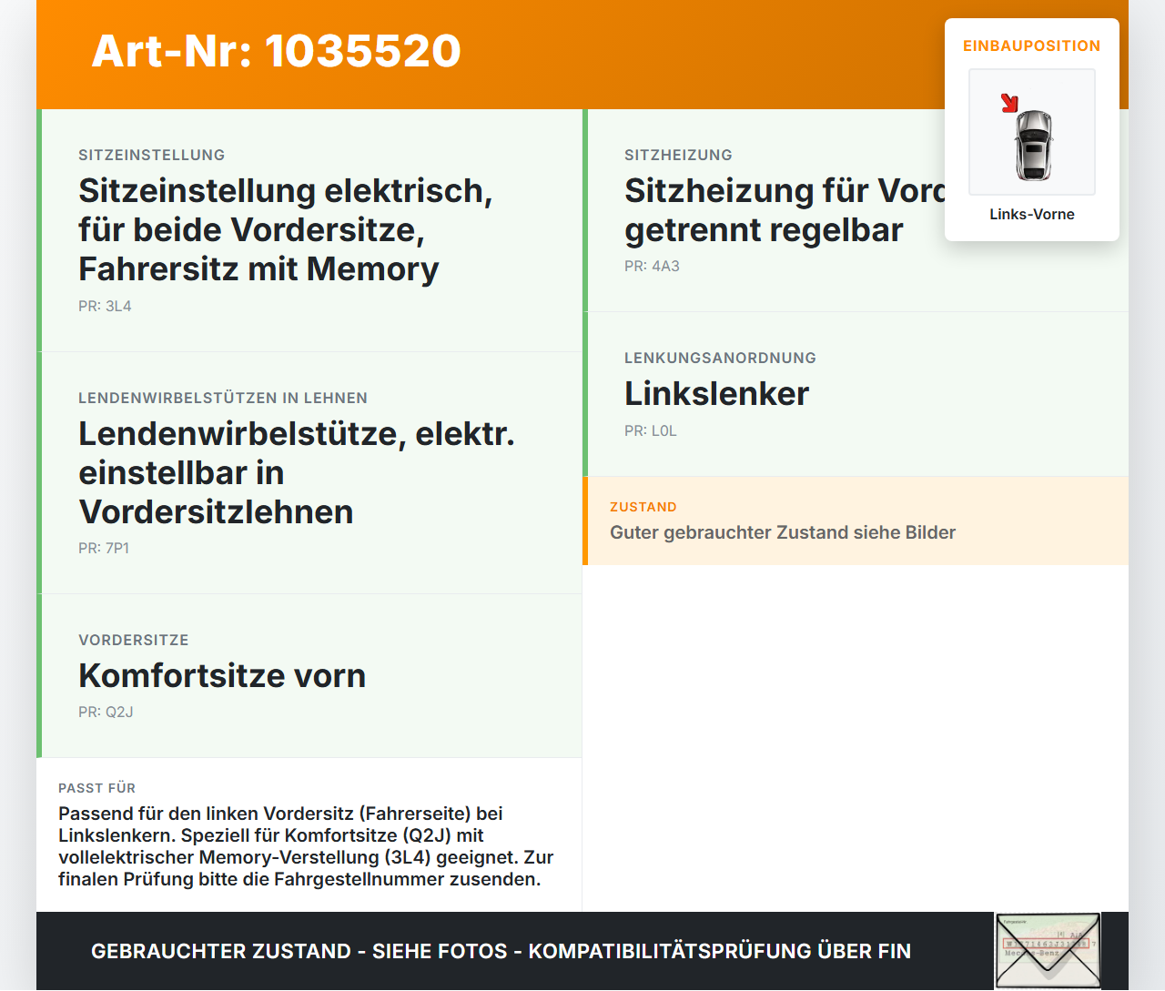 Audi Q7 4L 09-15 Sitzunterbau Unterbau für Fahrer Sitz Links Vorne Audi Q7 4L 09-15 22.10.2012 7L0881677G gebraucht Vorschau 3