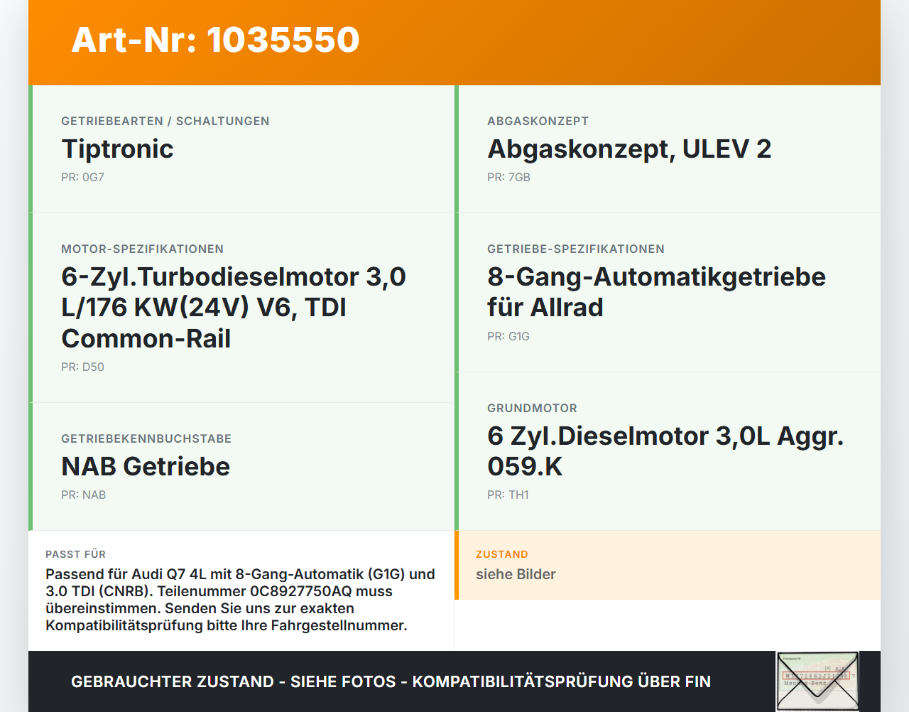 Audi Q7 4L 09-15 Steuergerät SG Getriebesteuergerät Audi Q7 4L 09-15 22.10.2012 0C8927750AQ S10C001805 gebraucht Vorschau 3