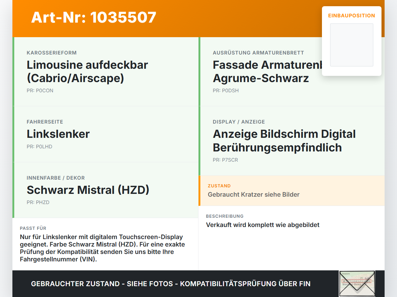 Citroen C1 II 14-18 Armaturenbrett Panel komplett Schwarz Mistral Citroen C1 II 14-18 01.01.2018 16121380ZD gebraucht Vorschau 3
