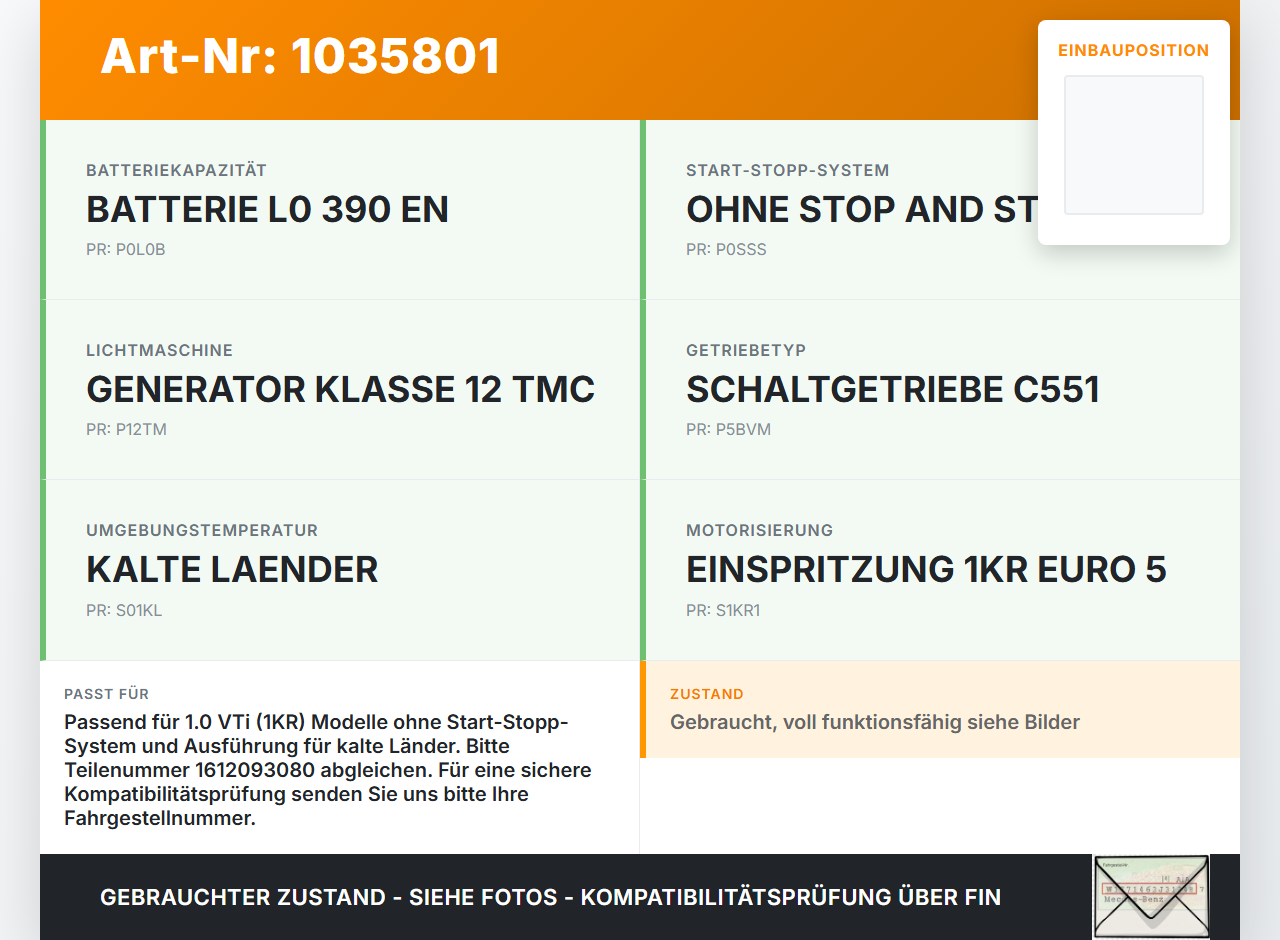 Citroen C1 II 14-18 1,0 53KW Anlasser Starter Citroen C1 II 14-18 01.01.2018 1612093080 28100-0Q110 TS12E200 gebraucht Vorschau 3