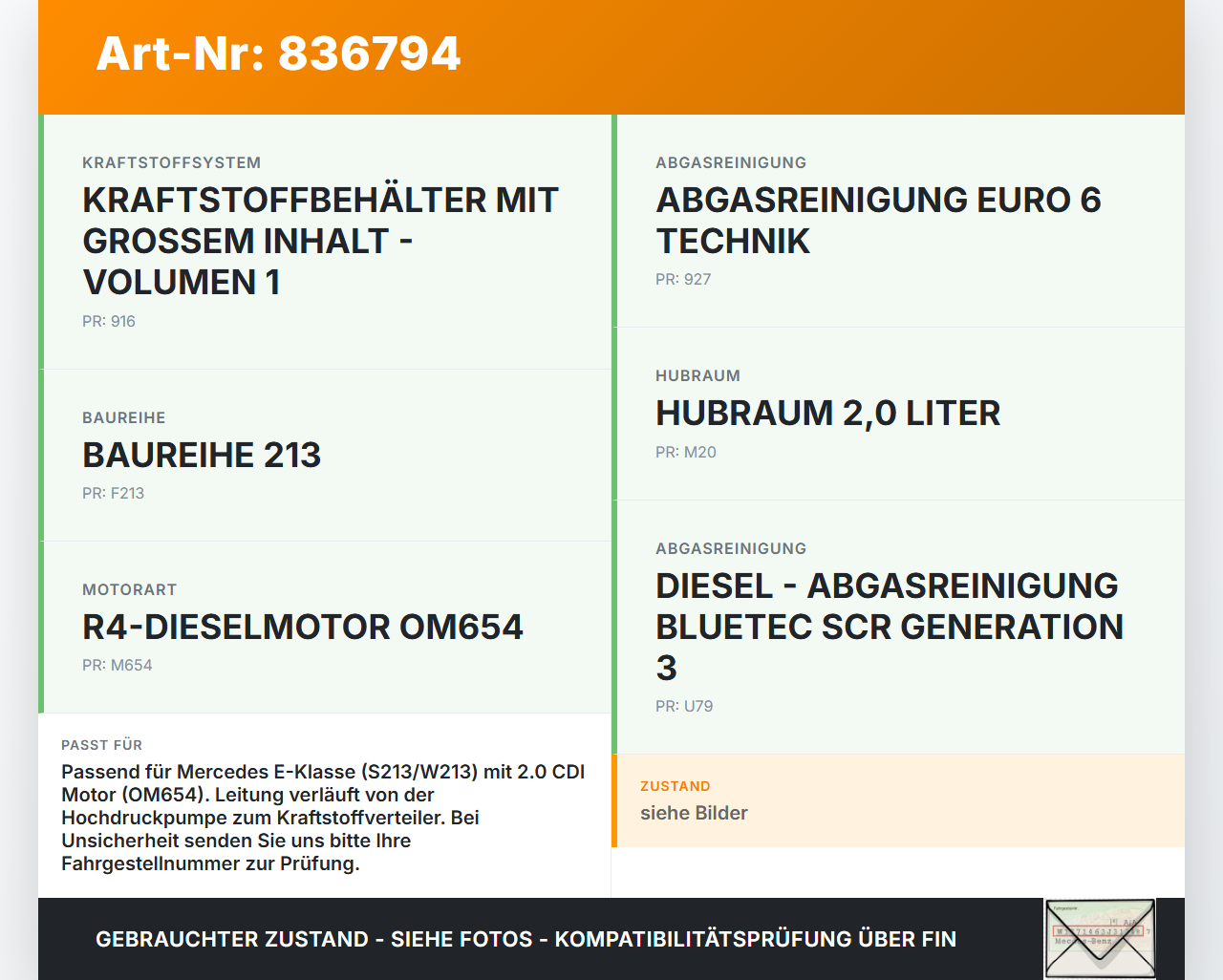 Mercedes S213 E220d 17-21 CDI 2,0 143KW Hochdruck Leitung Kraftstoffleitung Mercedes S213 E220d 17-21 30.03.2017... Vorschau 3