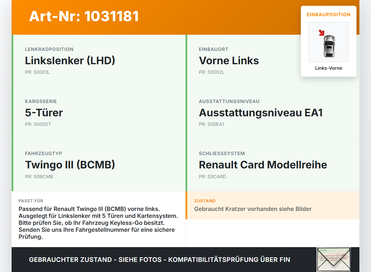 Renault Twingo III BCM 14-19 5T Türgriff Griff aussen Links Vorne Renault Twingo III BCM 14-19 01.04.2017 gebraucht Vorschau 3