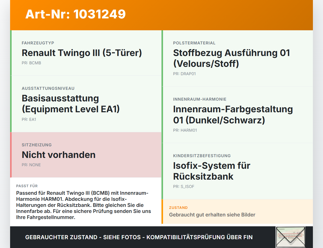 Renault Twingo III BCM 14-19 5T Blende Innen Isofixleiste Abdeckung für Rücksitzbank Spaltabdeckung Isofix Renault... Vorschau 3