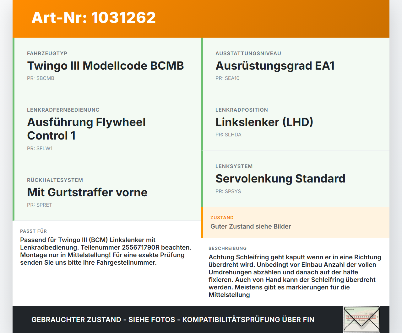 Renault Twingo III BCM 14-19 Airbag Schleifring Wickelfeder Renault Twingo III BCM 14-19 01.04.2017 255671790R... Vorschau 3