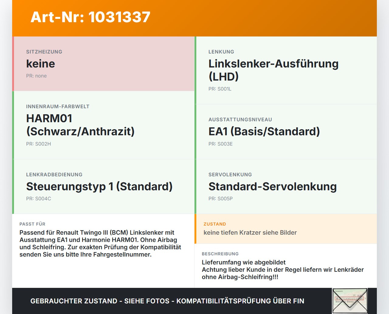 Renault Twingo III BCM 14-19 Lenkrad ohne Airbag Renault Twingo III BCM 14-19 01.04.2017 gebraucht Vorschau 3