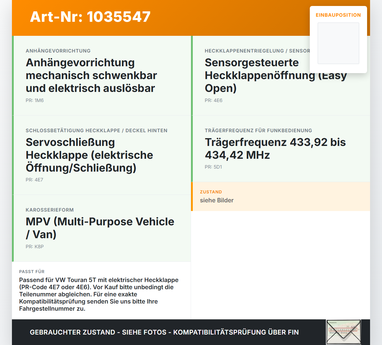 VW Touran II 5T 15-22 Steuergerät ECU Modul für Elektr. Heckklappe Kofferraumdeckel VW Touran II 5T 15-22... Vorschau 3