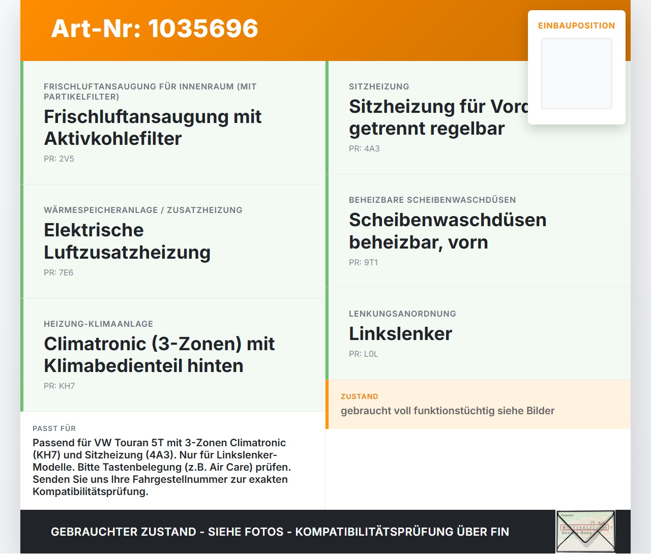 VW Touran II 5T 15-22 Bedienteil Bedienelement Heizung Klimabedienteil VW Touran II 5T 15-22 11.03.2016 5G0907044EA... Vorschau 3